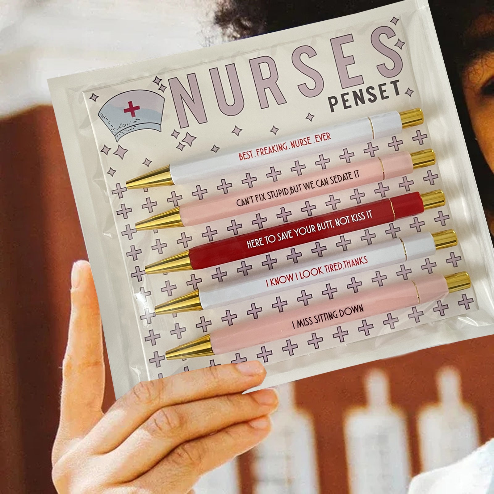Wholesale Nurse Theme Incentive Text FUCK Plastic Pen 5 Pieces/set